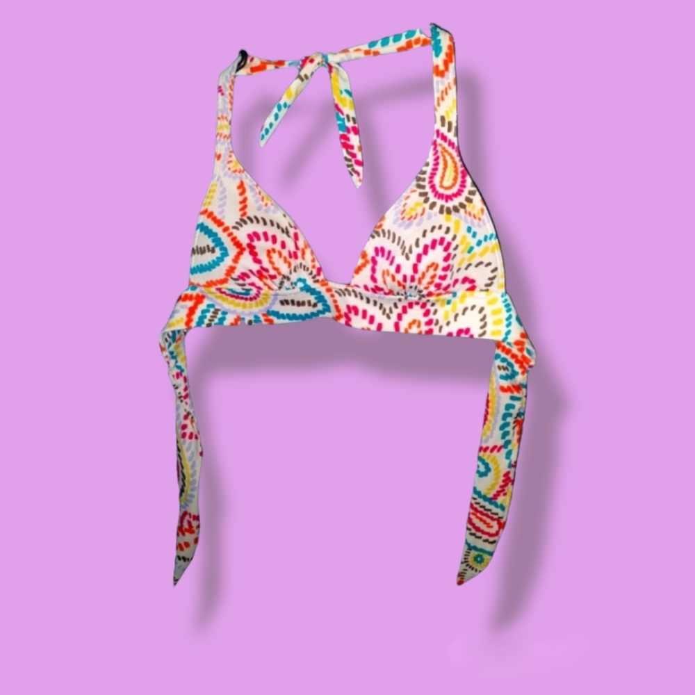Victoria's Secret | Colorful White Bikini Top